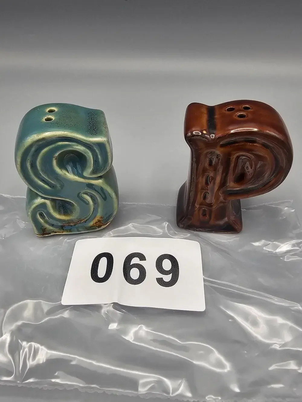 Vintage Ceramic S and P Letter Salt and Pepper Shakers